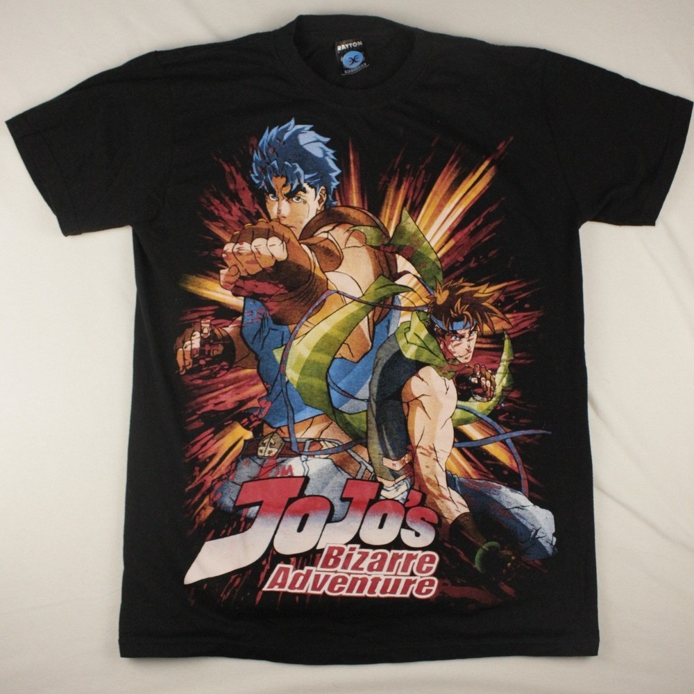 Rayton JoJos Bizarre Adventure Black Graphic T-Shirt Mens Small Double Sided